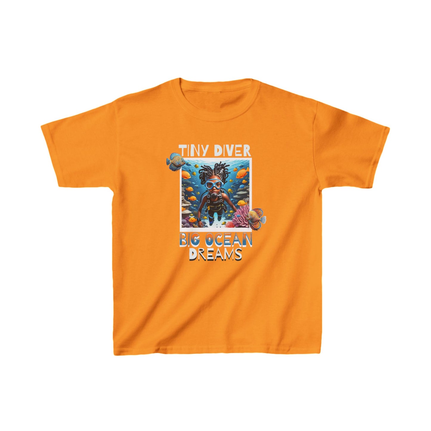 Kids Size- Tiny Diver Big Ocean Kids Heavy Cotton™ Tee